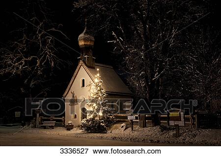 Chapel at night, Klais, Germany View Large Photo Image Stock Photo - Chapel at night, Klais, Germany . Fotosearch
