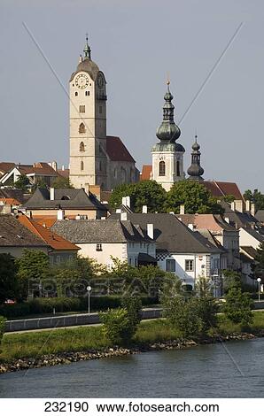Church at riverside, Danube River, Krems, Wachau, Lower Austria, Austria View Large Photo Image Stock Image - Church at riverside, Danube River, Krems, Wachau, Lower Austria, Austria . Fotosearch