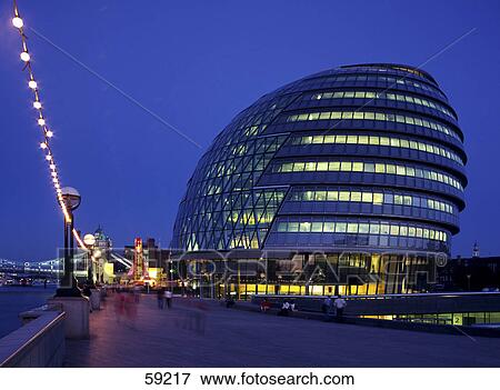 City hall illuminated at night, New City Hall, London, France, Europe View Large Photo Image Stock Photo - City hall illuminated at night, New City Hall, London, France, Europe . Fotosearch