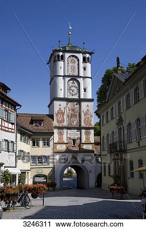 City tower and city gate, Wangen im Allgaeu, Germany View Large Photo Image Stock Image - City tower and city gate, Wangen im Allgaeu, Germany . Fotosearch