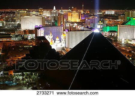 Stock Image - Cityscape lit up at night, Las Vegas, Nevada, USA . Fotosearch