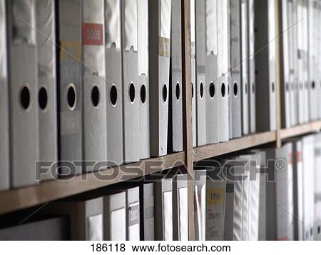 Close-up of files of shelves View Large Photo Image Stock Photo - Close-up of files of shelves . Fotosearch