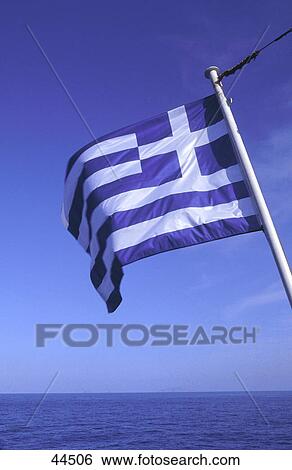 Stock Photograph - Close-up of Greek flag . Fotosearch