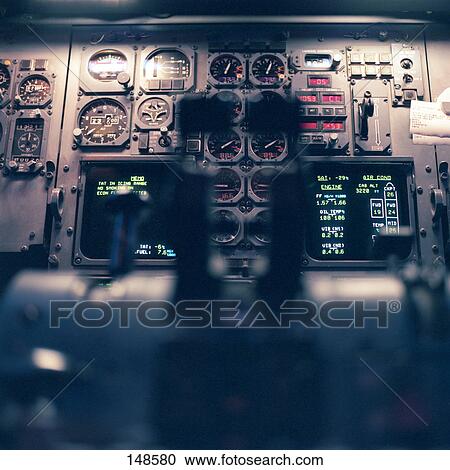 Stock Image - Close-up of lever in cockpit, Germany . Fotosearch