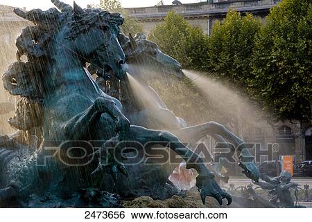 Stock Photograph - Close-up of statue of horses, Monument des Girondins, Bordeaux, Gironde, Aquitaine, France . Fotosearch