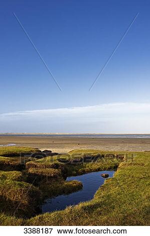 Stock Photo - Coastal scenery in List, Sylt, Germany, elevated view . Fotosearch
