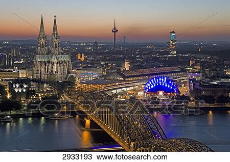 Cologne at night, bird's eye view View Large Photo Image Stock Image - Cologne at night, bird's eye view . Fotosearch