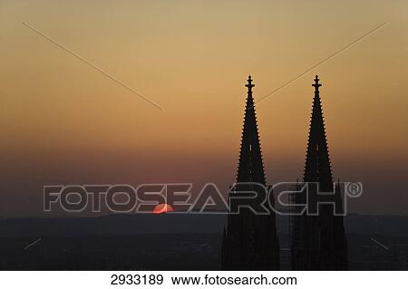 Cologne Cathedral, sunset, Germany View Large Photo Image Stock Photo - Cologne Cathedral, sunset, Germany . Fotosearch