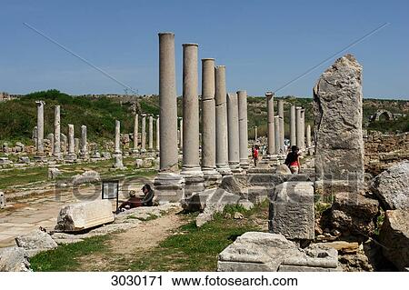 Columns amidst the archaeological site in Perge, Turkey View Large Photo Image Stock Image - Columns amidst the archaeological site in Perge, Turkey . Fotosearch