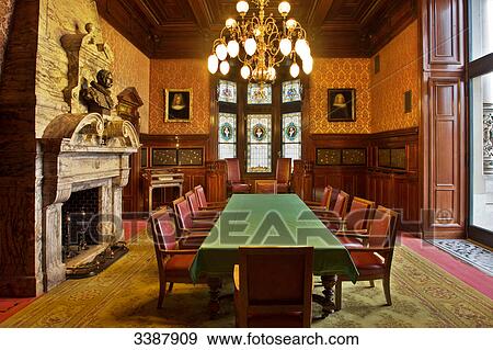 Stock Photo - Conference table in the townhall of Hamburg, Germany . Fotosearch
