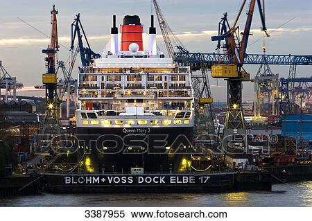 Cruise ship Queen Mary 2 in Hamburg harbour, Deutschland View Large Photo Image Stock Photography - Cruise ship Queen Mary 2 in Hamburg harbour, Deutschland . Fotosearch