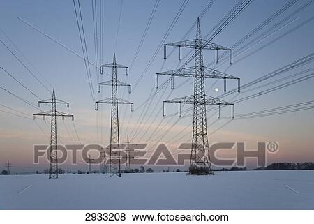 Stock Photo - Electric line near Grevenbroich, Germany . Fotosearch
