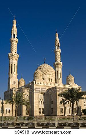 Facade of mosque, Jumeirah Mosque, Dubai, United Arab Emirates View Large Photo Image Stock Photo - Facade of mosque, Jumeirah Mosque, Dubai, United Arab Emirates . Fotosearch