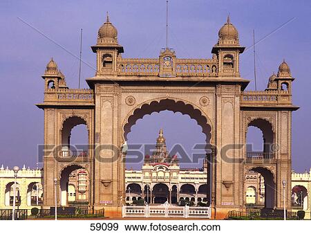 Facade of palace, Mysore Palace, Mysore, Karnataka, India, Asia View Large Photo Image Stock Photo - Facade of palace, Mysore Palace, Mysore, Karnataka, India, Asia . Fotosearch