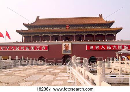 Stock Photo - Facade of palace, Tiananmen Gate Of Heavenly Peace, Tiananmen Square, Forbidden City, Beijing, China . Fotosearch