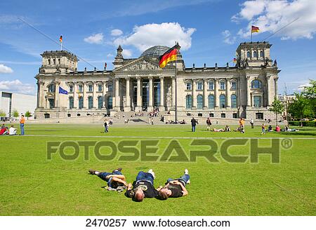 Stock Photo - Facade of parliament building, Berlin, Germany . Fotosearch