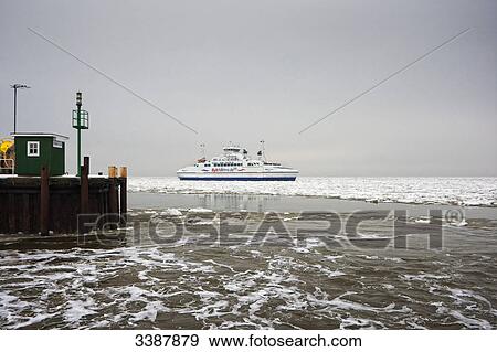Ferry on North Sea in winter, Germany View Large Photo Image Stock Photo - Ferry on North Sea in winter, Germany . Fotosearch