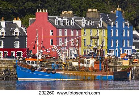 Fishing boat at harbor, Tobermory, Mull, Hebrides, Scotland View Large Photo Image Stock Image - Fishing boat at harbor, Tobermory, Mull, Hebrides, Scotland . Fotosearch