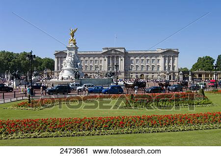 Flowers blooming in garden with palace in background, Buckingham Palace, City Of Westminster, London, England View Large Photo Image Stock Image - Flowers blooming in garden with palace in background, Buckingham Palace, City Of Westminster, London, England . Fotosearch