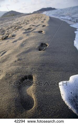 Footprints on sand, Sardinia, Italy View Large Photo Image Picture - Footprints on sand, Sardinia, Italy . Fotosearch