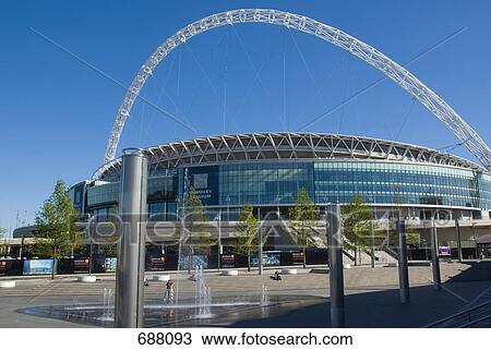 Fountain in front of soccer stadium, Wembley Stadium, Wembley, London, England View Large Photo Image Stock Image - Fountain in front of soccer stadium, Wembley Stadium, Wembley, London, England . Fotosearch