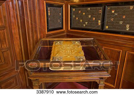 Golden book in a display cabinet, Hamburg, Germany, elevated view View Large Photo Image Stock Image - Golden book in a display cabinet, Hamburg, Germany, elevated view . Fotosearch