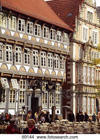 Group of people at sidewalk cafe, Hamelin, Saxony, Germany, Europe View Large Photo Image Picture - Group of people at sidewalk cafe, Hamelin, Saxony, Germany, Europe . Fotosearch