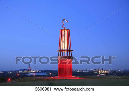 Stock Image - Halde Rheinpreussen with landmark pit lamp, Moers, Ruhr, Germany . Fotosearch