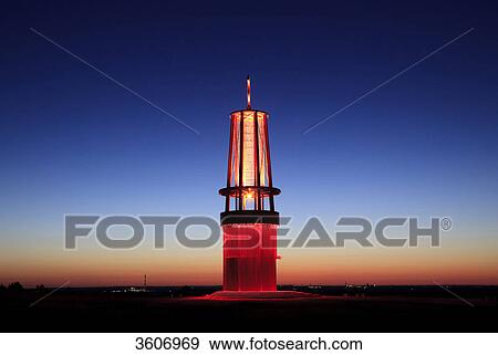 Stock Photo - Halde Rheinpreussen with landmark pit lamp, Moers, Ruhr, Germany . Fotosearch