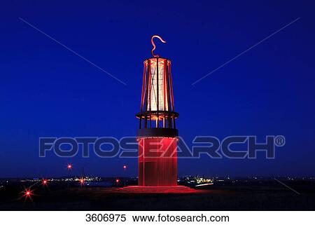 Stock Photography - Halde Rheinpreussen with landmark pit lamp, Moers, Ruhr, Germany . Fotosearch