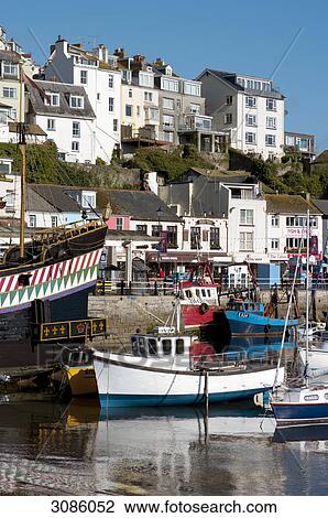 Stock Image - harbour of brixham, europe, uk, england, devon . Fotosearch