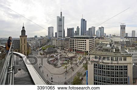 Stock Photography - Hauptwache and skyline, Frankfurt am Main, Hesse, Germany . Fotosearch