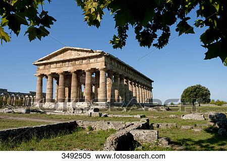 Stock Photography - Hera temple, Paestum, Campania, Italy, Europe . Fotosearch