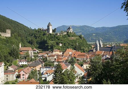 High angle view of buildings in town, Friesach, Klagenfurt, Sankt Veit an der Glan, Carinthia, Austria View Large Photo Image Stock Photo - High angle view of buildings in town, Friesach, Klagenfurt, Sankt Veit an der Glan, Carinthia, Austria . Fotosearch
