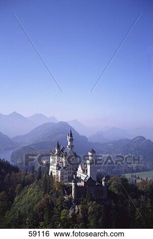 High angle view of castle, Neuschwanstein Castle, Alps mountain range, Bavaria, Germany, Europe View Large Photo Image Stock Photograph - High angle view of castle, Neuschwanstein Castle, Alps mountain range, Bavaria, Germany, Europe . Fotosearch