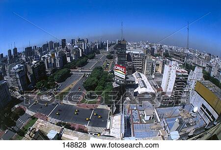 High angle view of city, Avenida 9 De Julio, Buenos Aires, Argentina View Large Photo Image Stock Photo - High angle view of city, Avenida 9 De Julio, Buenos Aires, Argentina . Fotosearch