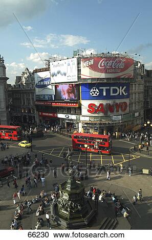 Stock Image - High angle view of city square, London, England . Fotosearch