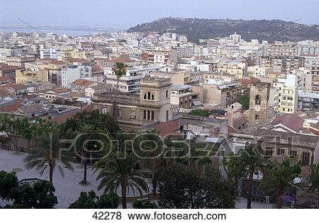 High angle view of cityscape, Cagliari, Sardinia, Italy View Large Photo Image Stock Photo - High angle view of cityscape, Cagliari, Sardinia, Italy . Fotosearch