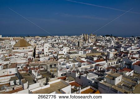 High angle view of cityscape, Costa de la Luz, Cadiz, Andalusia, Spain View Large Photo Image Stock Photograph - High angle view of cityscape, Costa de la Luz, Cadiz, Andalusia, Spain . Fotosearch