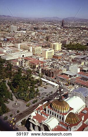 Stock Photo - High angle view of cityscape, Mexico City, Central America . Fotosearch