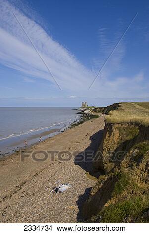 High angle view of coastline, Reculver Towers, Herne Bay, Kent, England View Large Photo Image Picture - High angle view of coastline, Reculver Towers, Herne Bay, Kent, England . Fotosearch