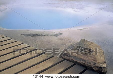 Picture - High angle view of geyser, Iceland . Fotosearch