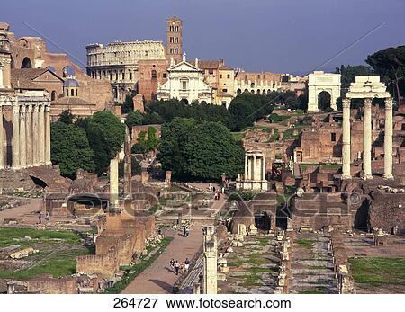 Stock Photo - High angle view of ruins, Rome, Italy . Fotosearch