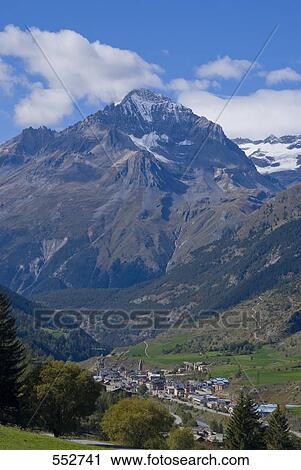High angle view of town in valley, Mt Cenis, Alps, Termignon, Maurienne, Savoie, France View Large Photo Image Stock Image - High angle view of town in valley, Mt Cenis, Alps, Termignon, Maurienne, Savoie, France . Fotosearch