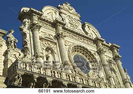 Stock Image - High section view of church, Basilica Di Santa Croce, Lecce, Apulia, Italy . Fotosearch