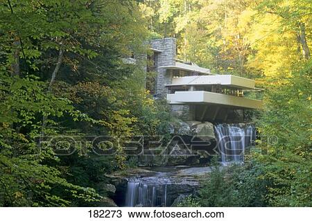 House on waterfall, Fallingwater, Fayette County, Pennsylvania, USA View Large Photo Image Stock Image - House on waterfall, Fallingwater, Fayette County, Pennsylvania, USA . Fotosearch