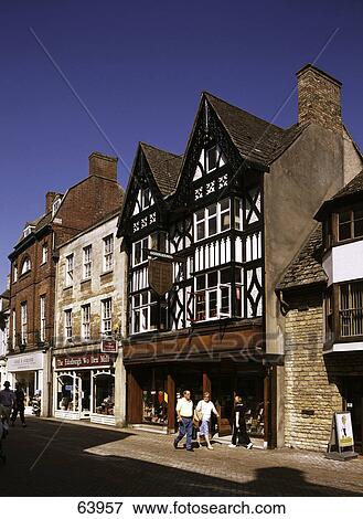 Stock Photo - Houses in row, Lincolnshire, France, Europe . Fotosearch