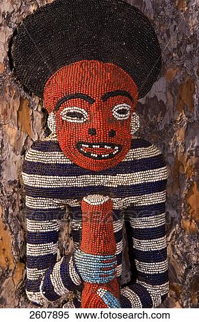 Stock Photography - Human sculpture made by beads, Cameroon . Fotosearch