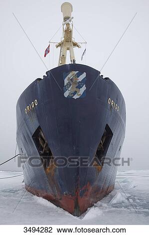 Stock Image - Icebreaker in arctic ocean, Spitsbergen, Norway, Europe . Fotosearch