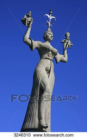 Stock Image - Imperia statue at the entrance of the harbour of Konstanz, Germany, low angle view . Fotosearch